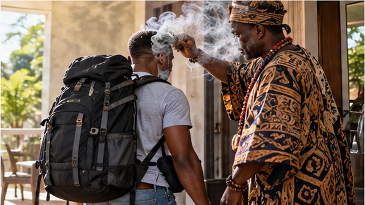 Purificação de um viajante no regresso, de mochila às costas